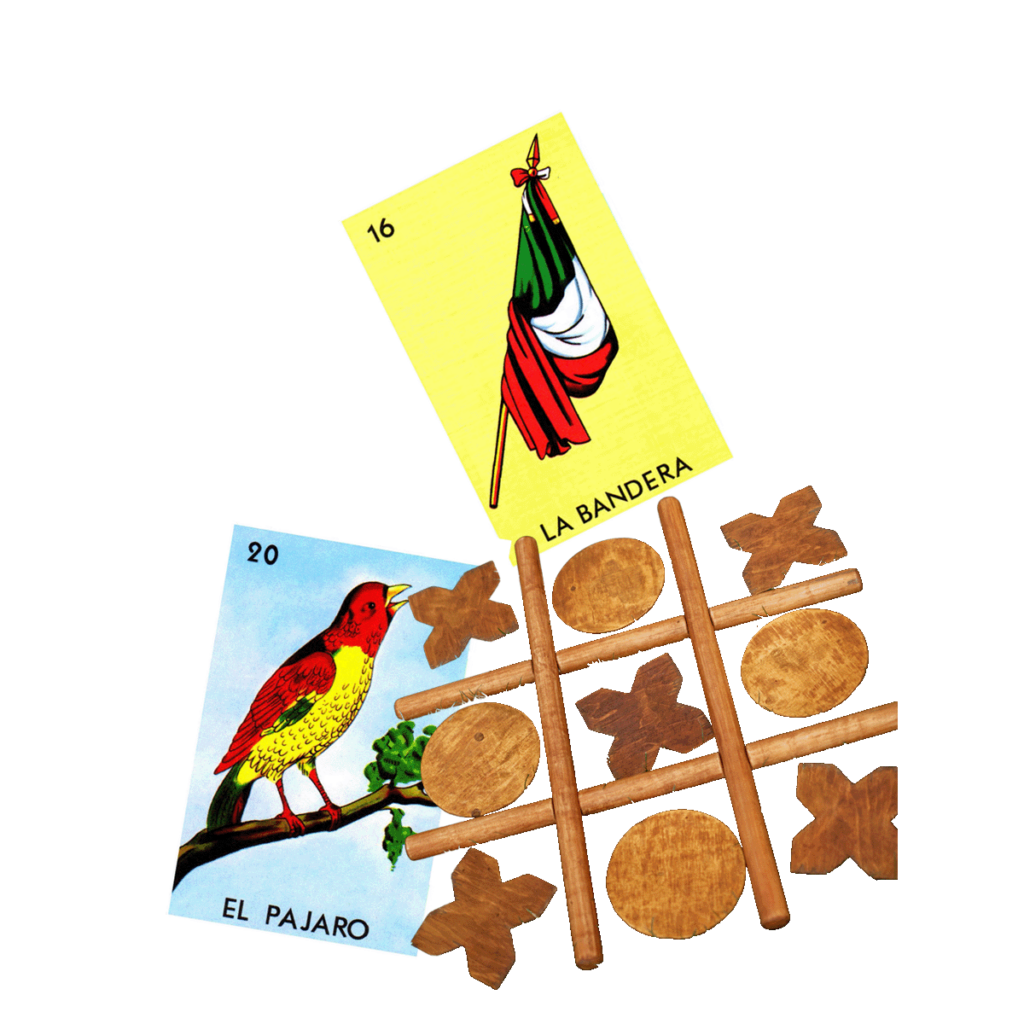 Loteria game cards and tic tac toe game